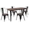 Flash Furniture Rectangle Black Metal Table Set with Wood Top and, 30.25" W, 60" L, 30.5" H, Wood, Wood Grain CH-WD-TBCH-27-GG - alternate 2
